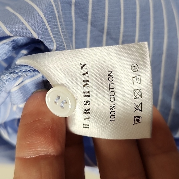 Anthropologie Harshman button back blouse in subtle pinstripe blue motif Small - Picture 11 of 13